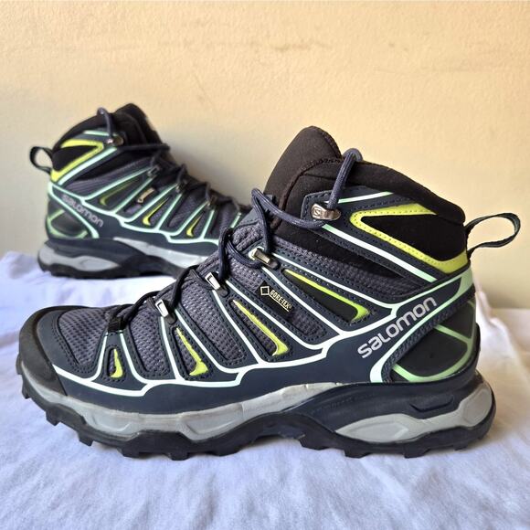 Salomon X Ultra Mid 2 GTX Women's Gore-Tex Hiking Boots Blue/Green Size 6.5 - Picture 1 of 8